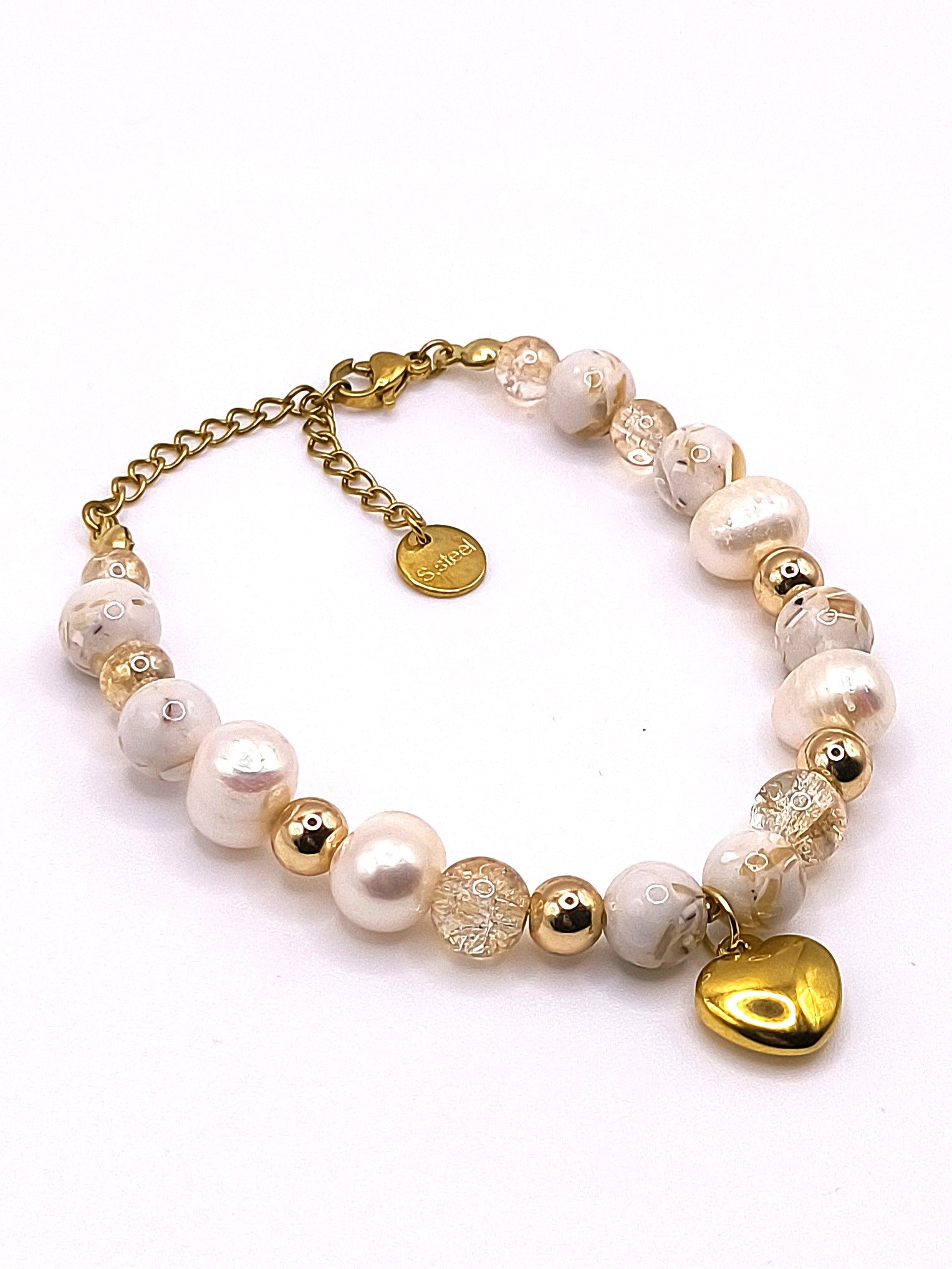 Perlenarmband aus Süßwasserperlen und Muscheltürkis für Damen