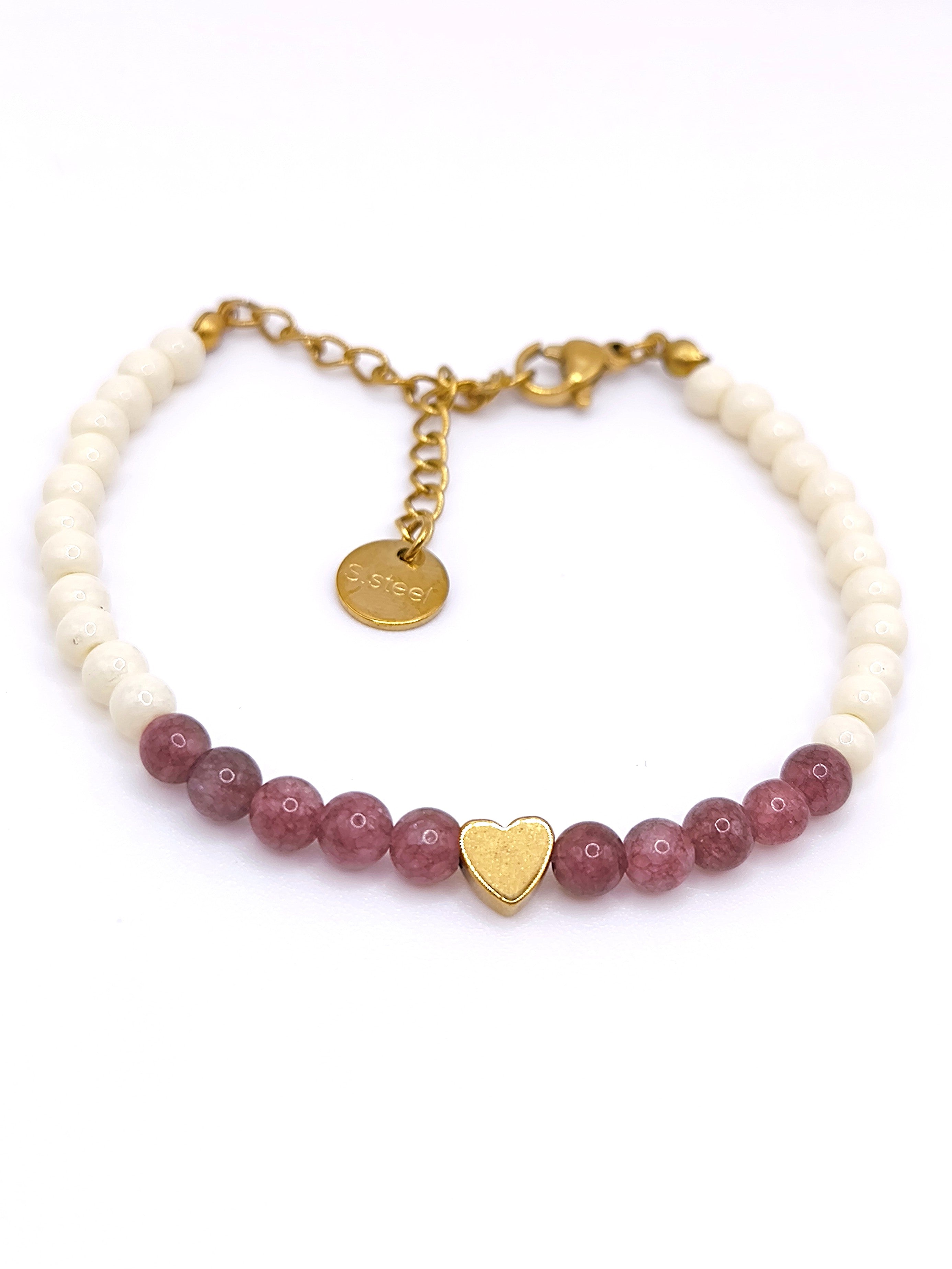 Perlenarmband aus Naturstein und Edelstahl für Frauen