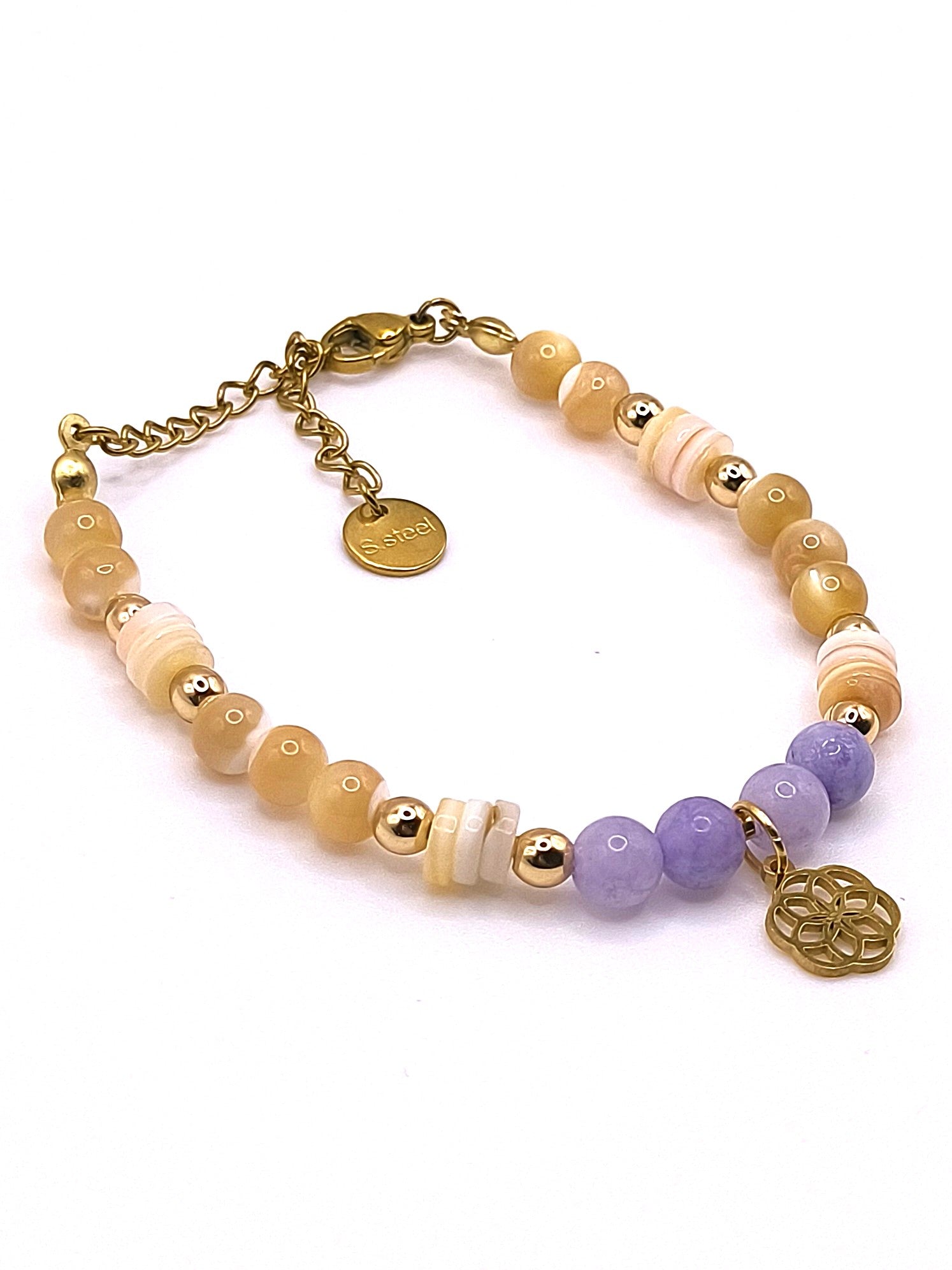 Perlenarmband aus Chalcedon und Hämatit für Damen