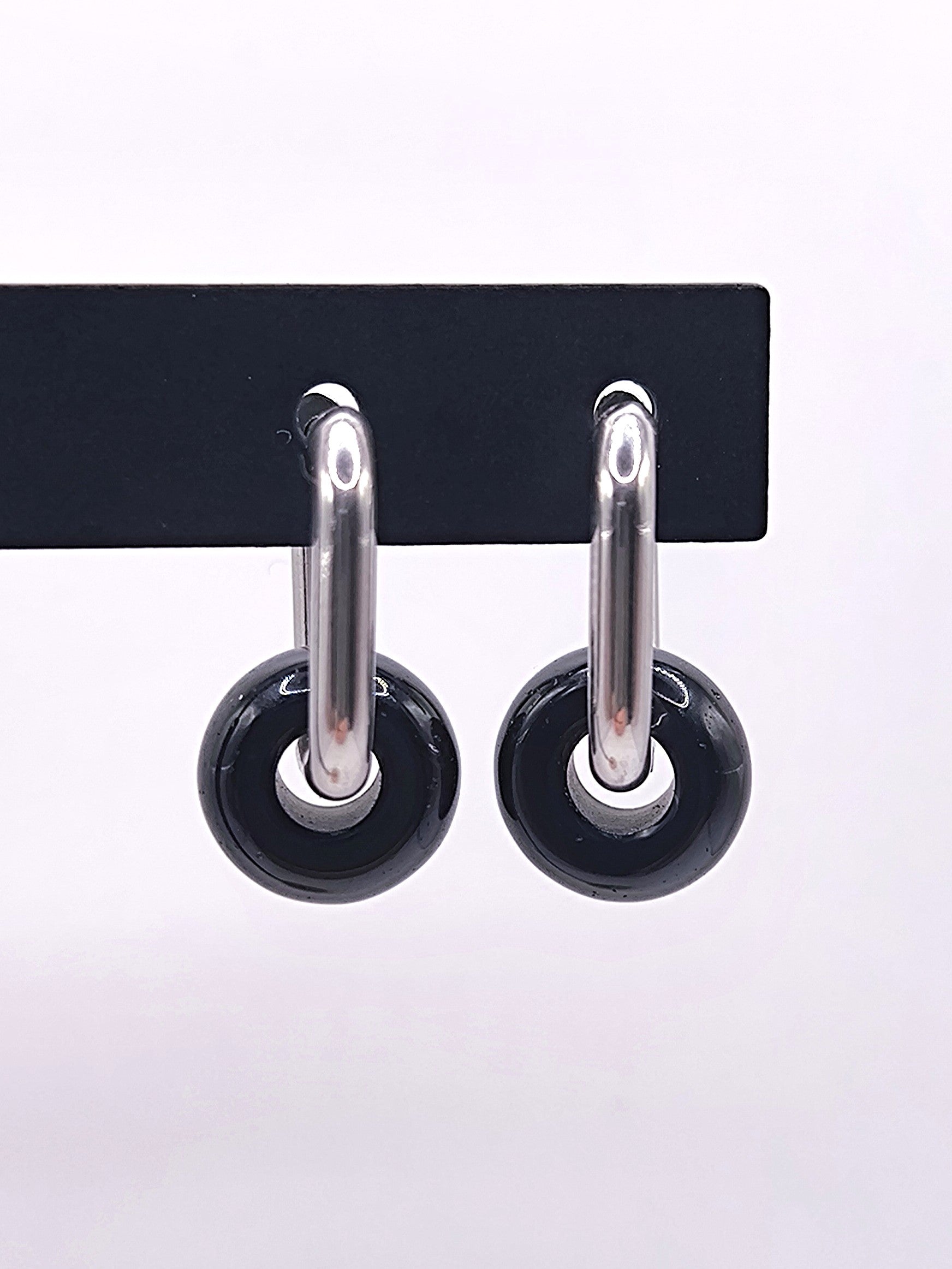 Ohrringe aus Obsidian und Edelstahl für Damen