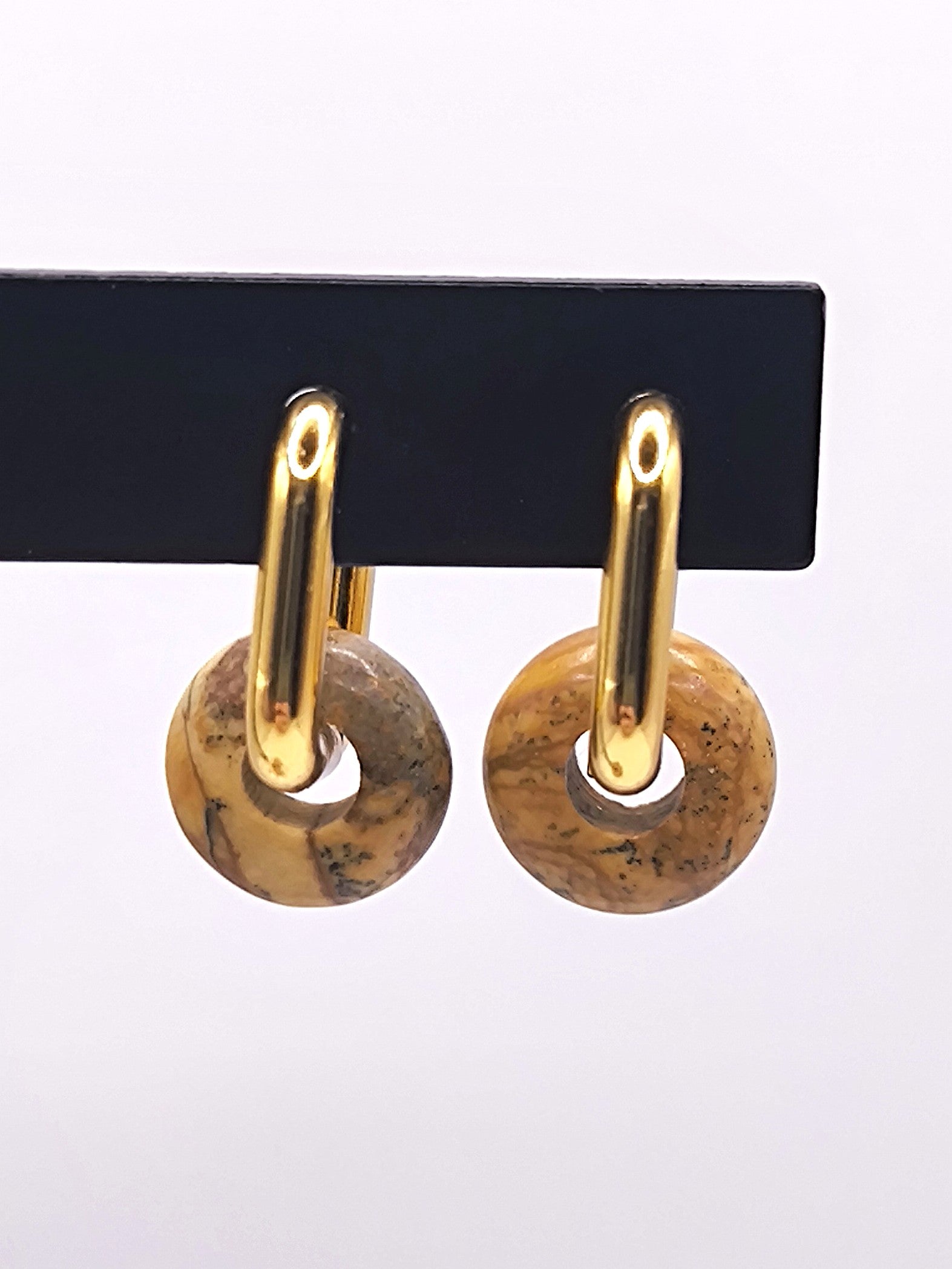 Ohrringe aus Landschafts-Jaspis und Edelstahl für Damen