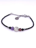 Perlenarmband aus Amethyst, Granat und Lebensbaum für Damen