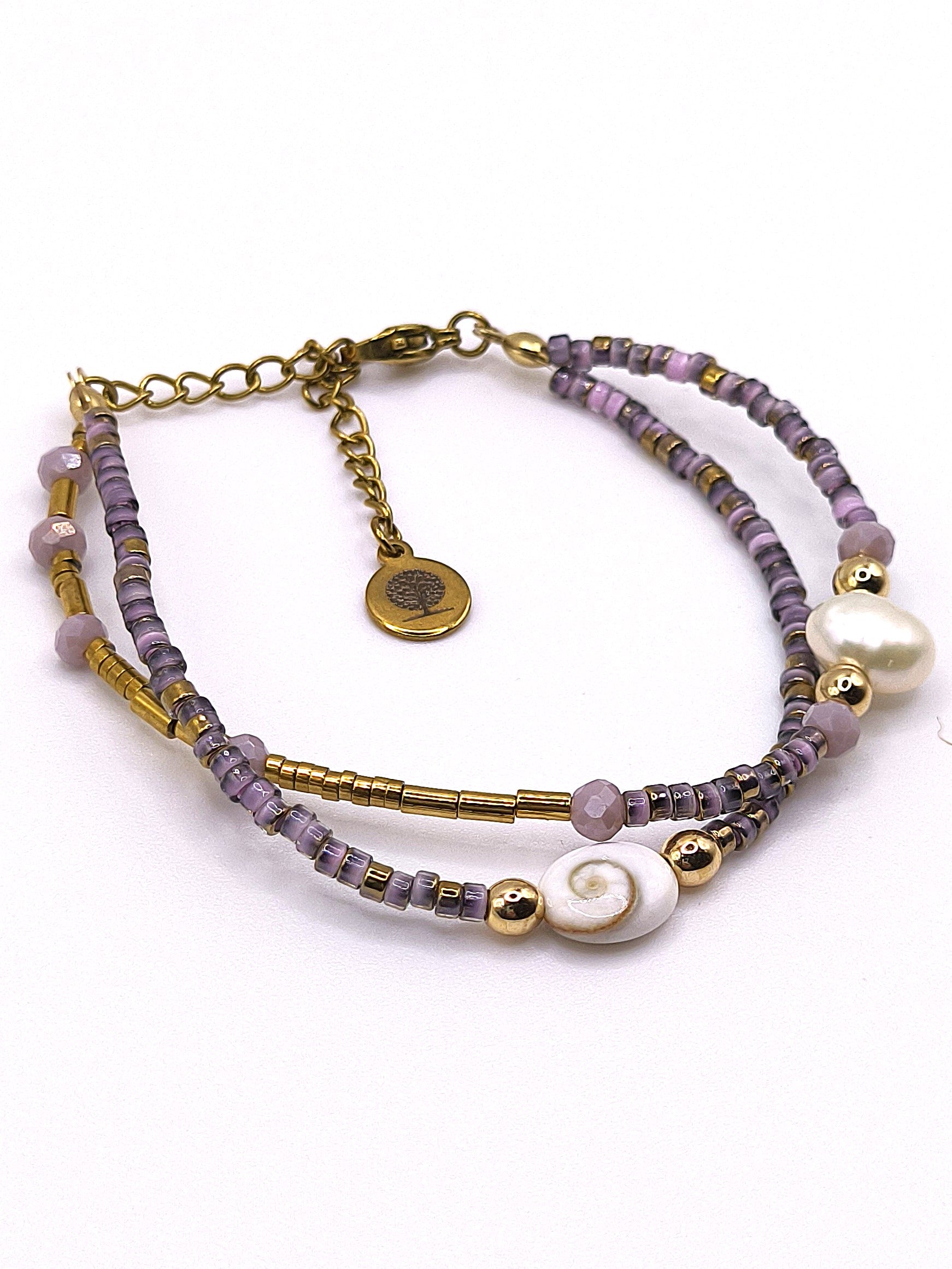 Perlenarmband aus Süßwasserperlen und Shivaauge für Damen