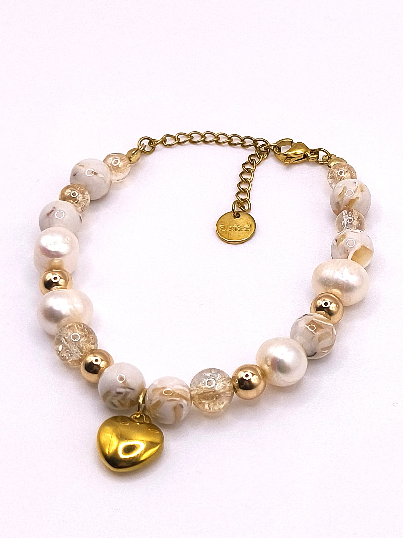 Perlenarmband aus Süßwasserperlen und Muscheltürkis für Damen