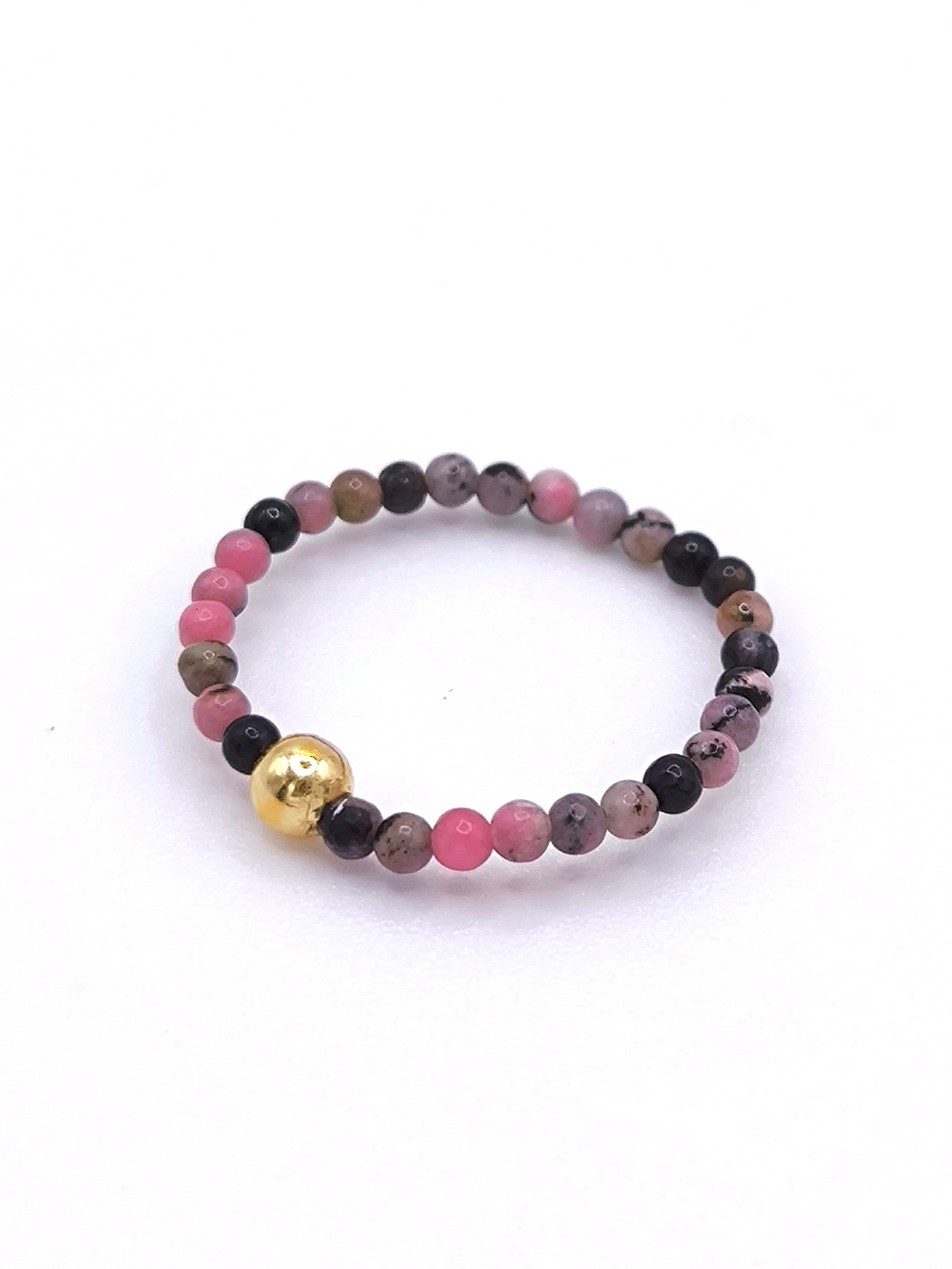 Ring aus Rhodonit und vergoldetem Silber für Damen