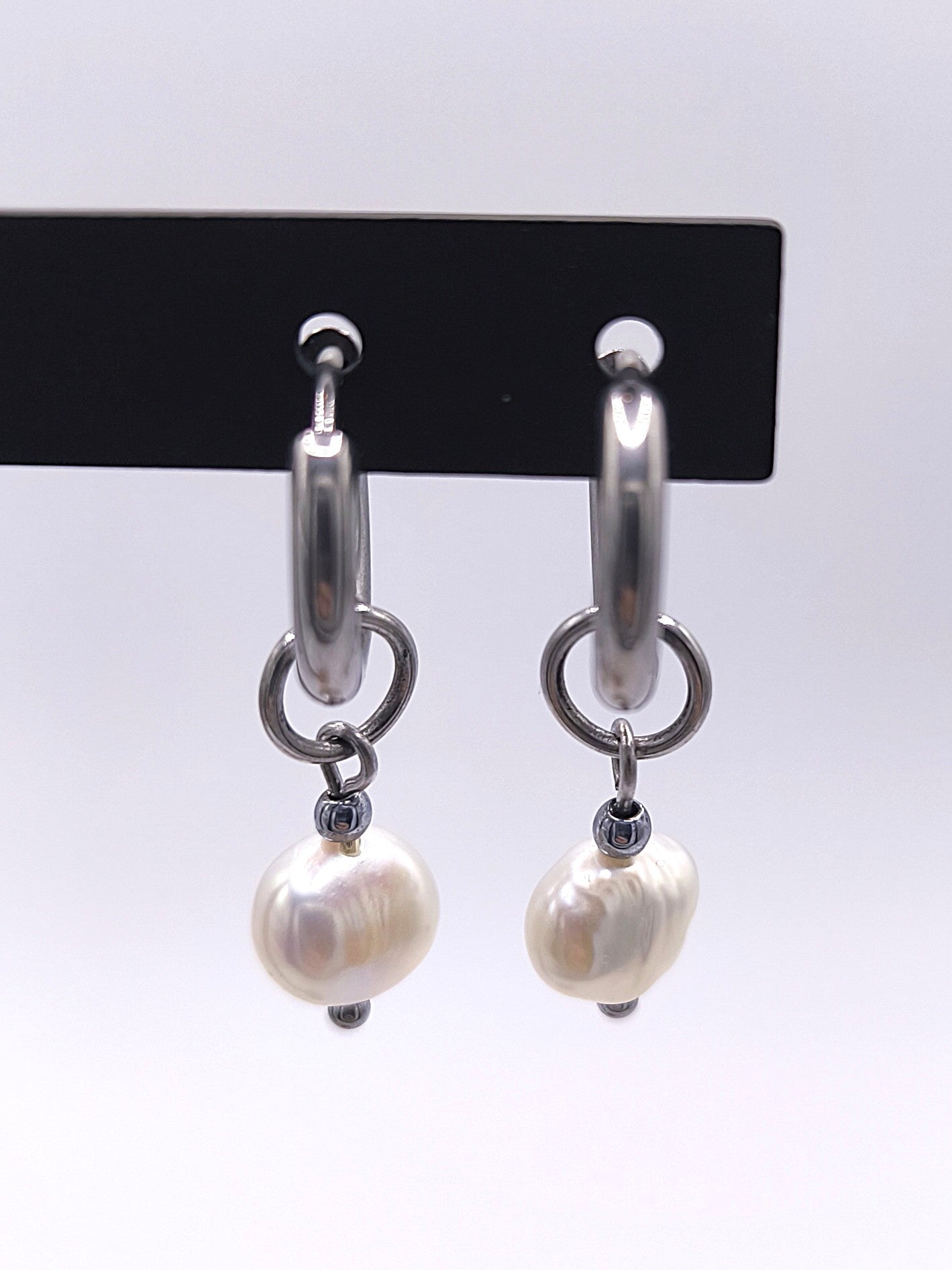 Ohrringe aus Süßwasserperle und Edelstahl für Damen