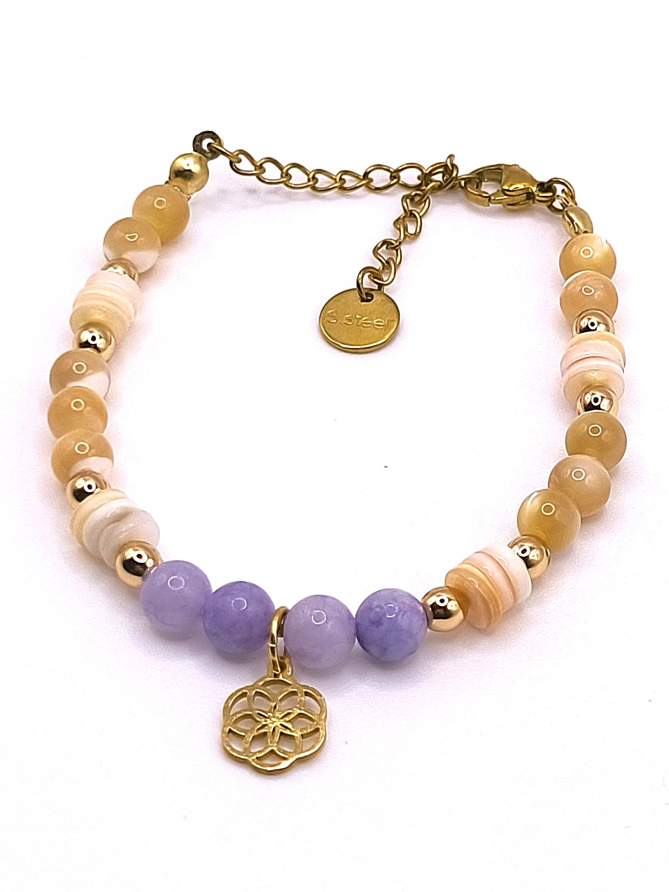 Perlenarmband aus Chalcedon und Hämatit für Damen