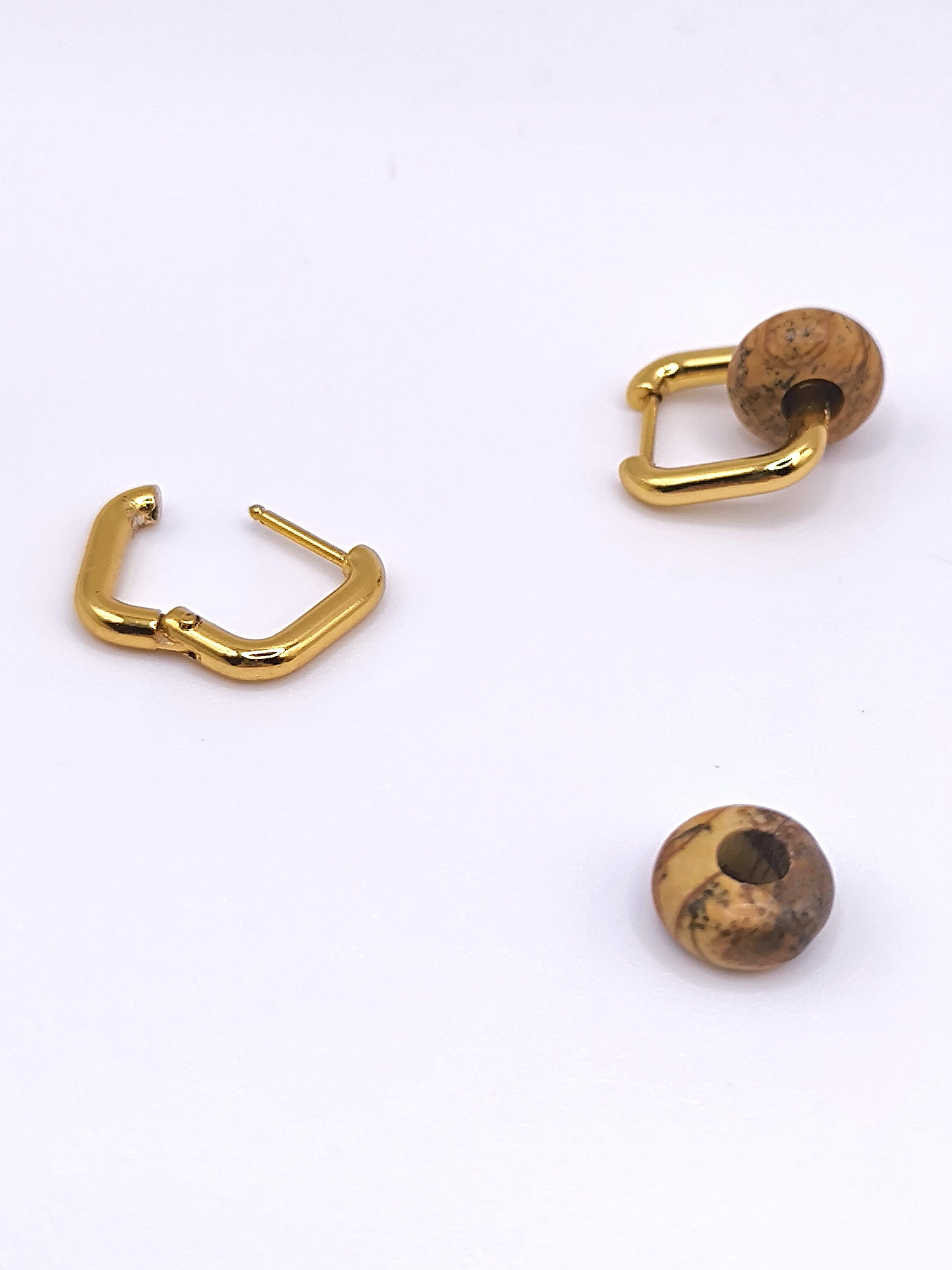 Ohrringe aus Landschafts-Jaspis und Edelstahl für Damen