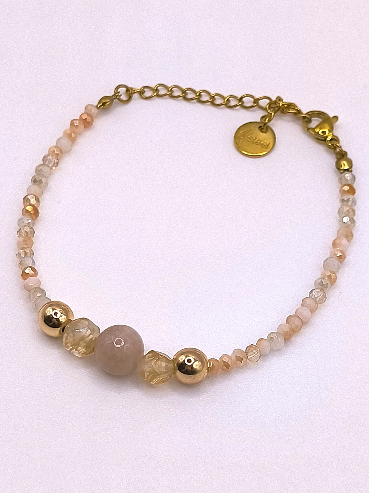 Perlenarmband aus Citrin und Hämatit für Damen