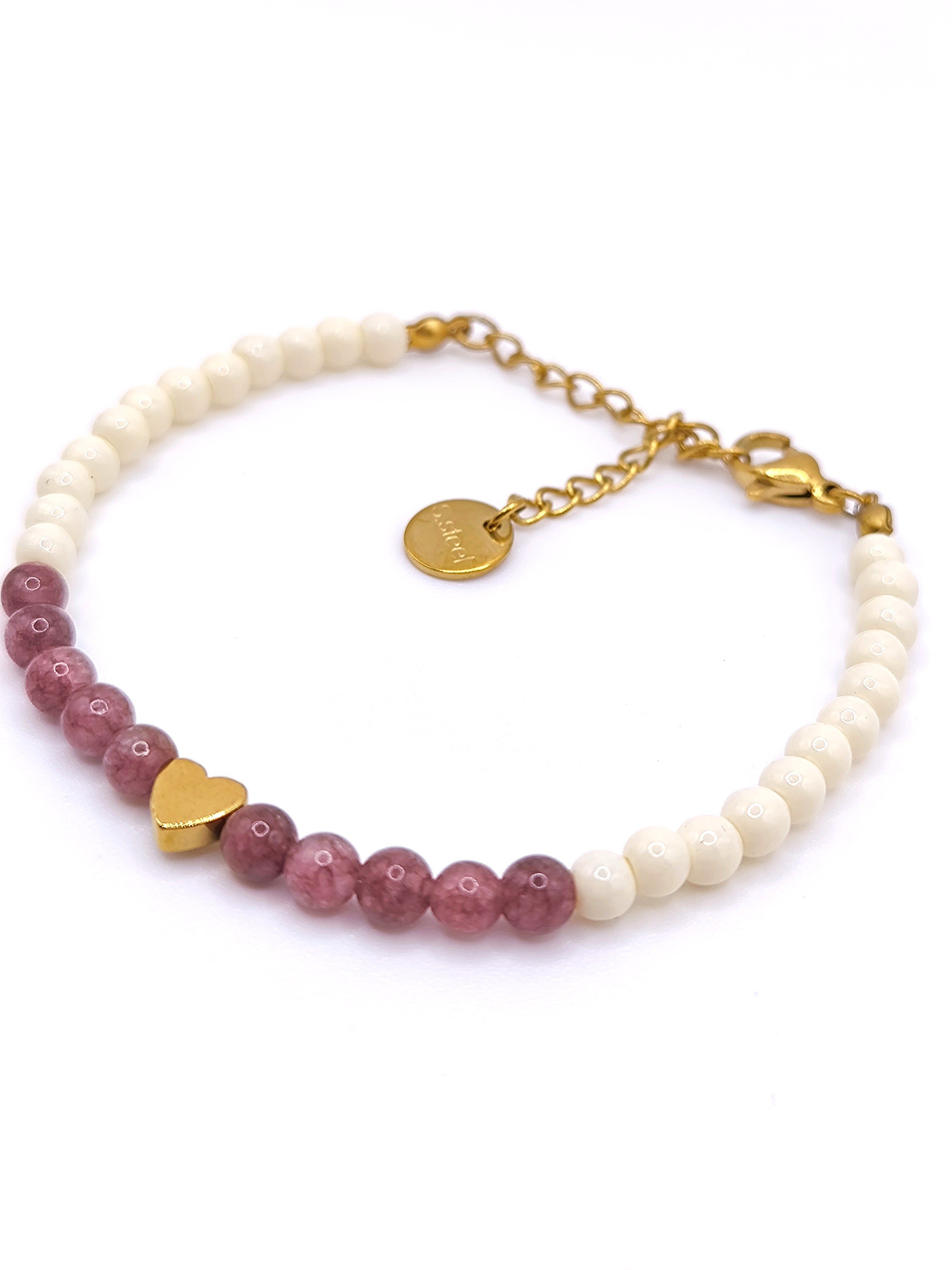 Perlenarmband aus Naturstein und Edelstahl für Frauen