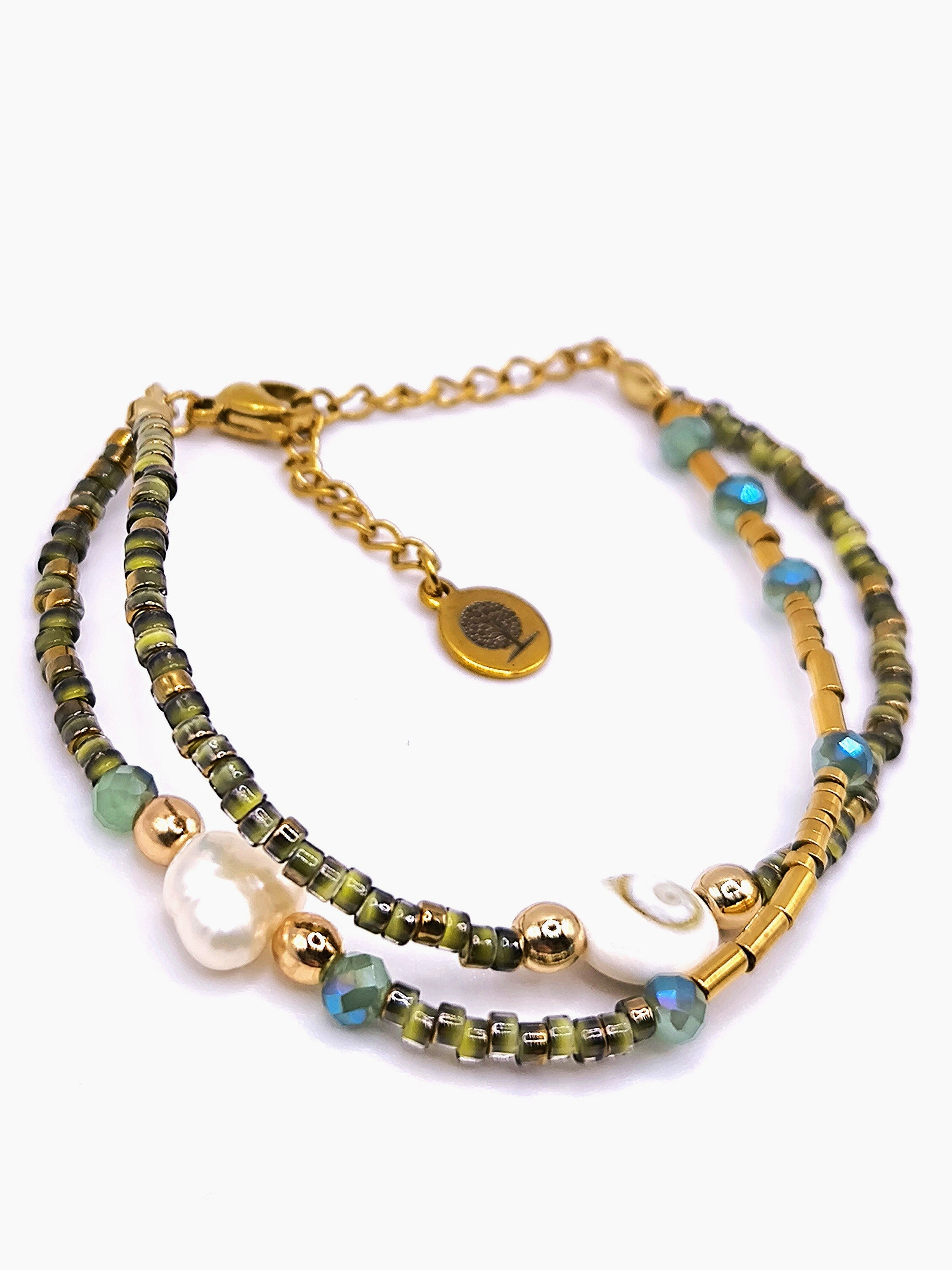 Perlenarmband aus Süßwasserperlen und Shivaauge für Damen