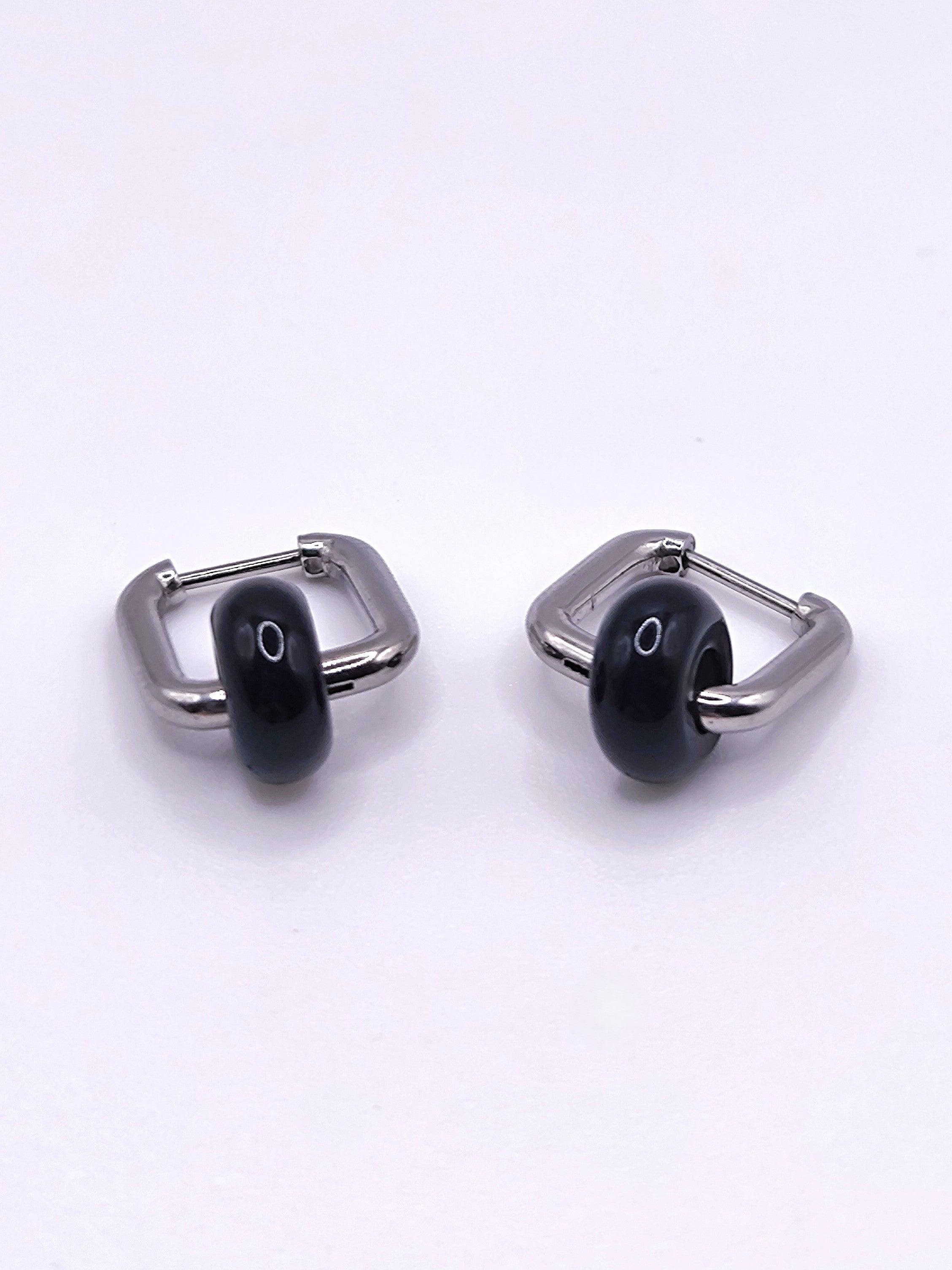 Ohrringe aus Obsidian und Edelstahl für Damen