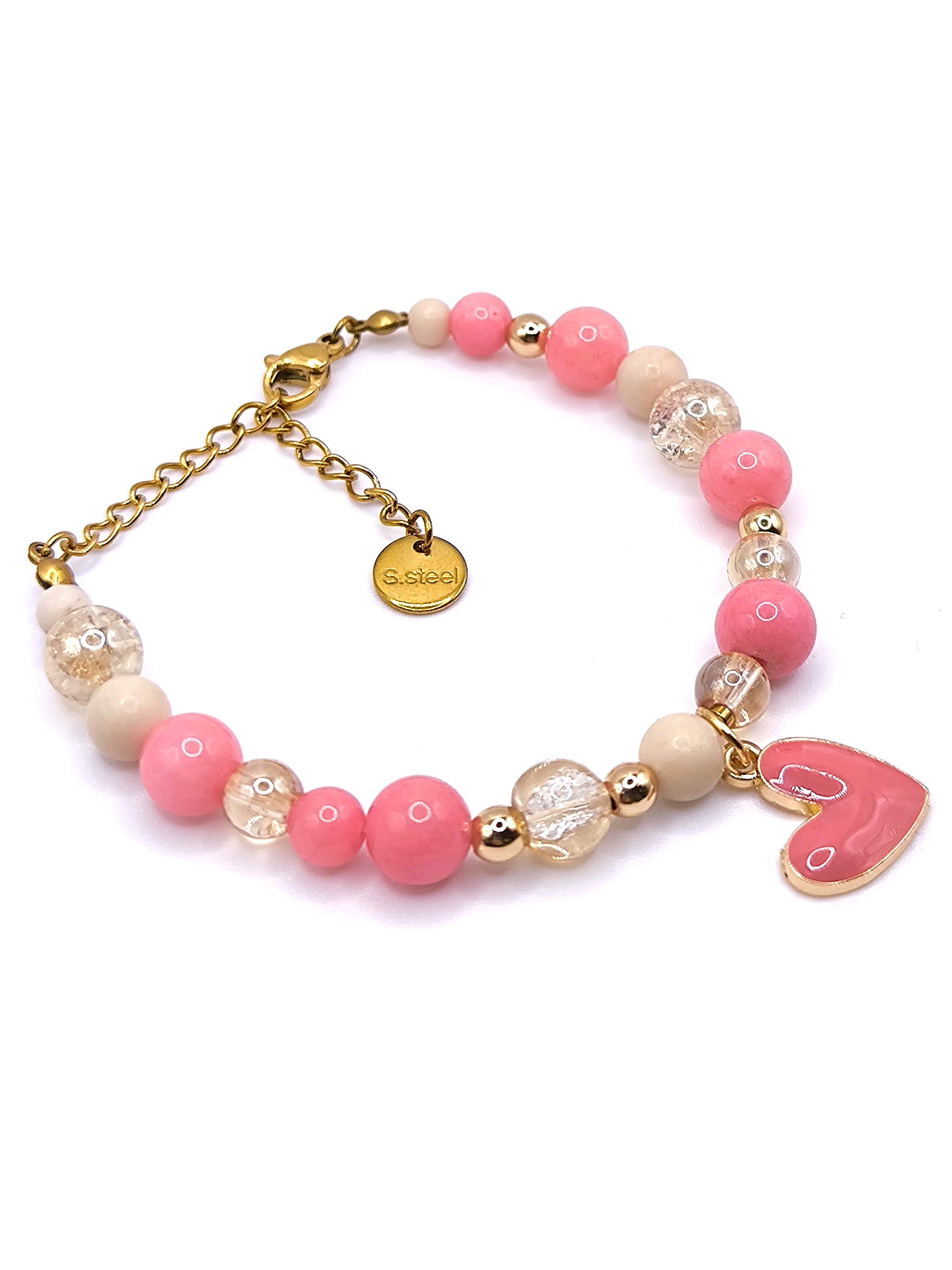 Perlenarmband aus Chalcedon und Flussstein für Damen