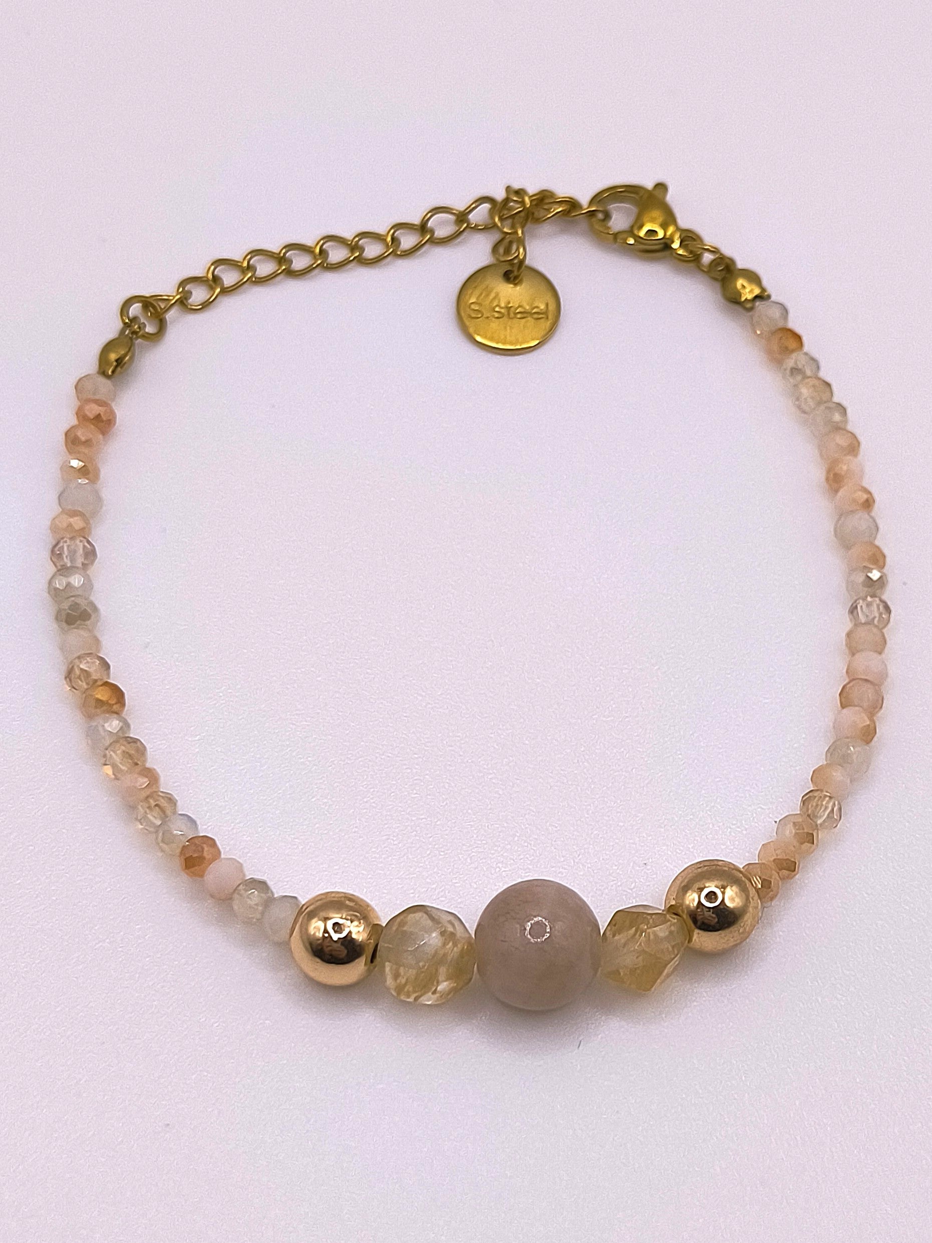 Perlenarmband aus Citrin und Hämatit für Damen