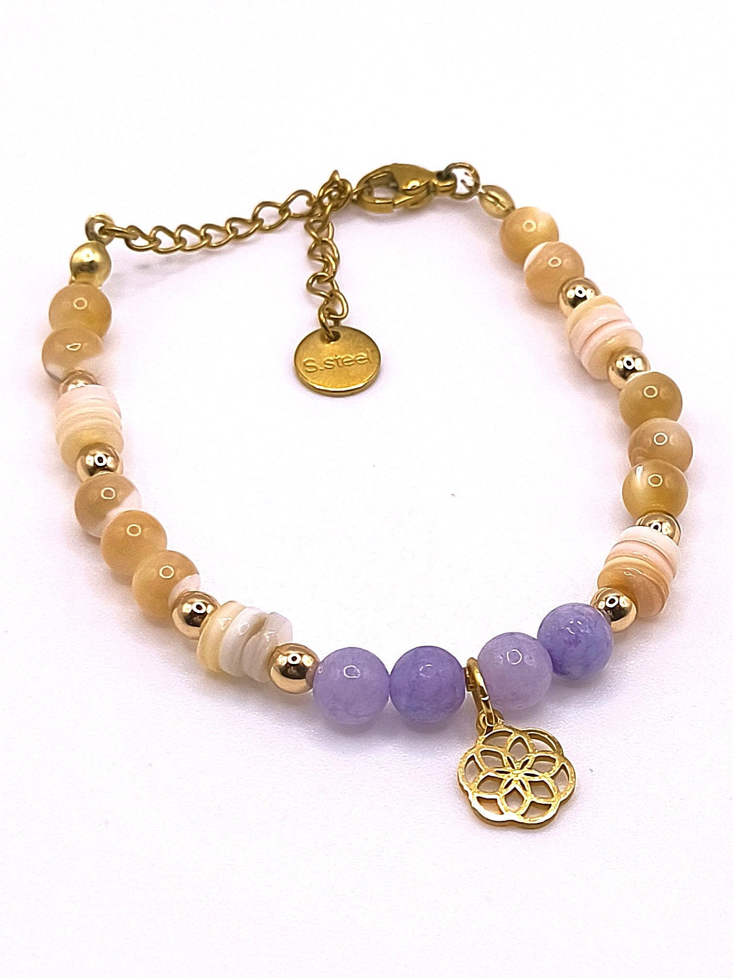 Perlenarmband aus Chalcedon und Hämatit für Damen