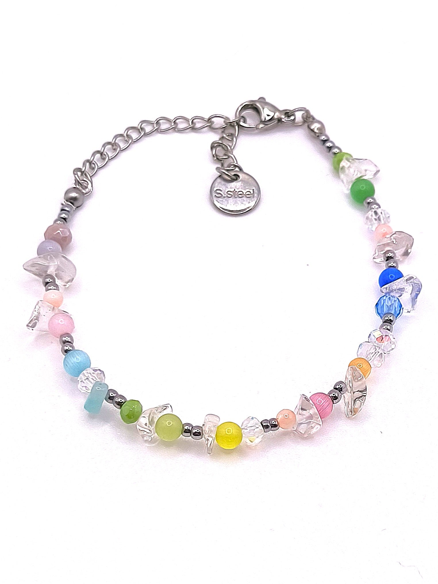 Perlenarmband aus Cat-Eye und Bergkristall für Damen