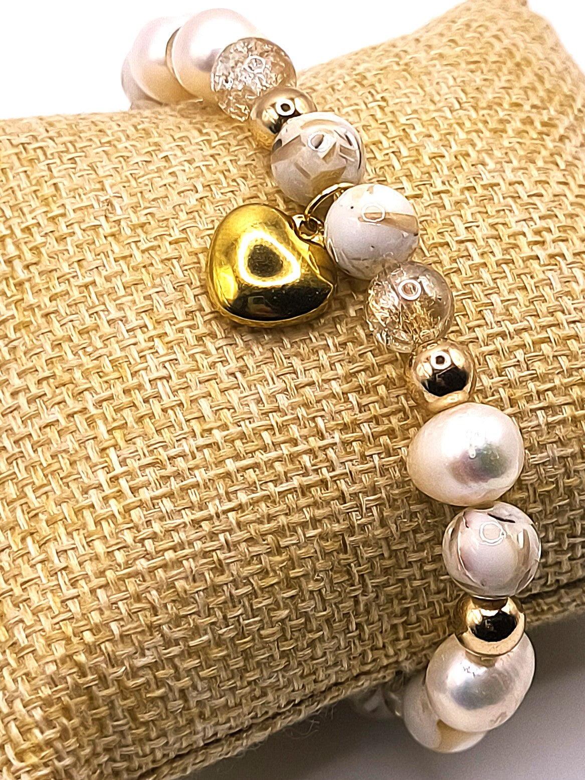 Perlenarmband aus Süßwasserperlen und Muscheltürkis für Damen