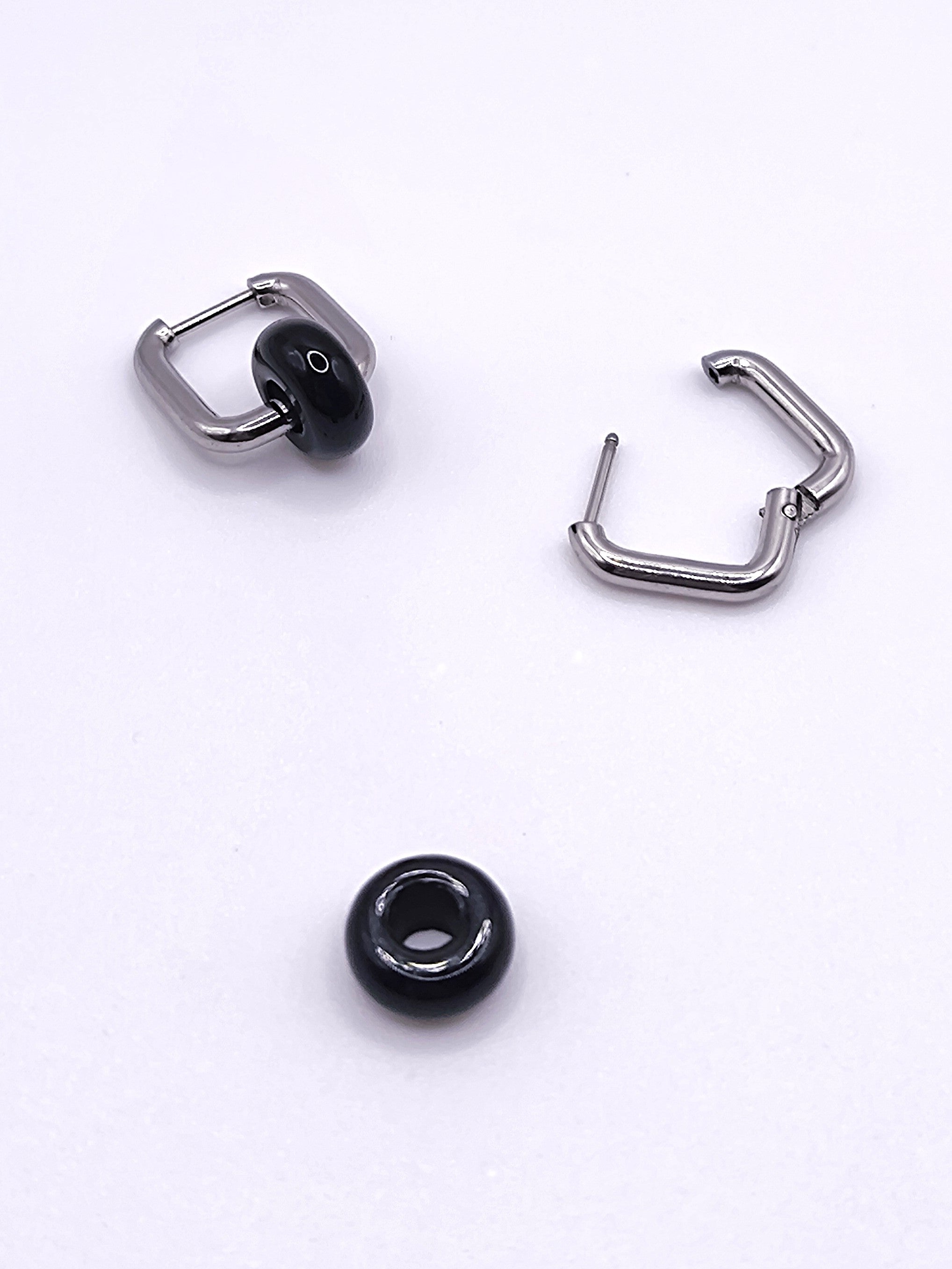 Ohrringe aus Obsidian und Edelstahl für Damen