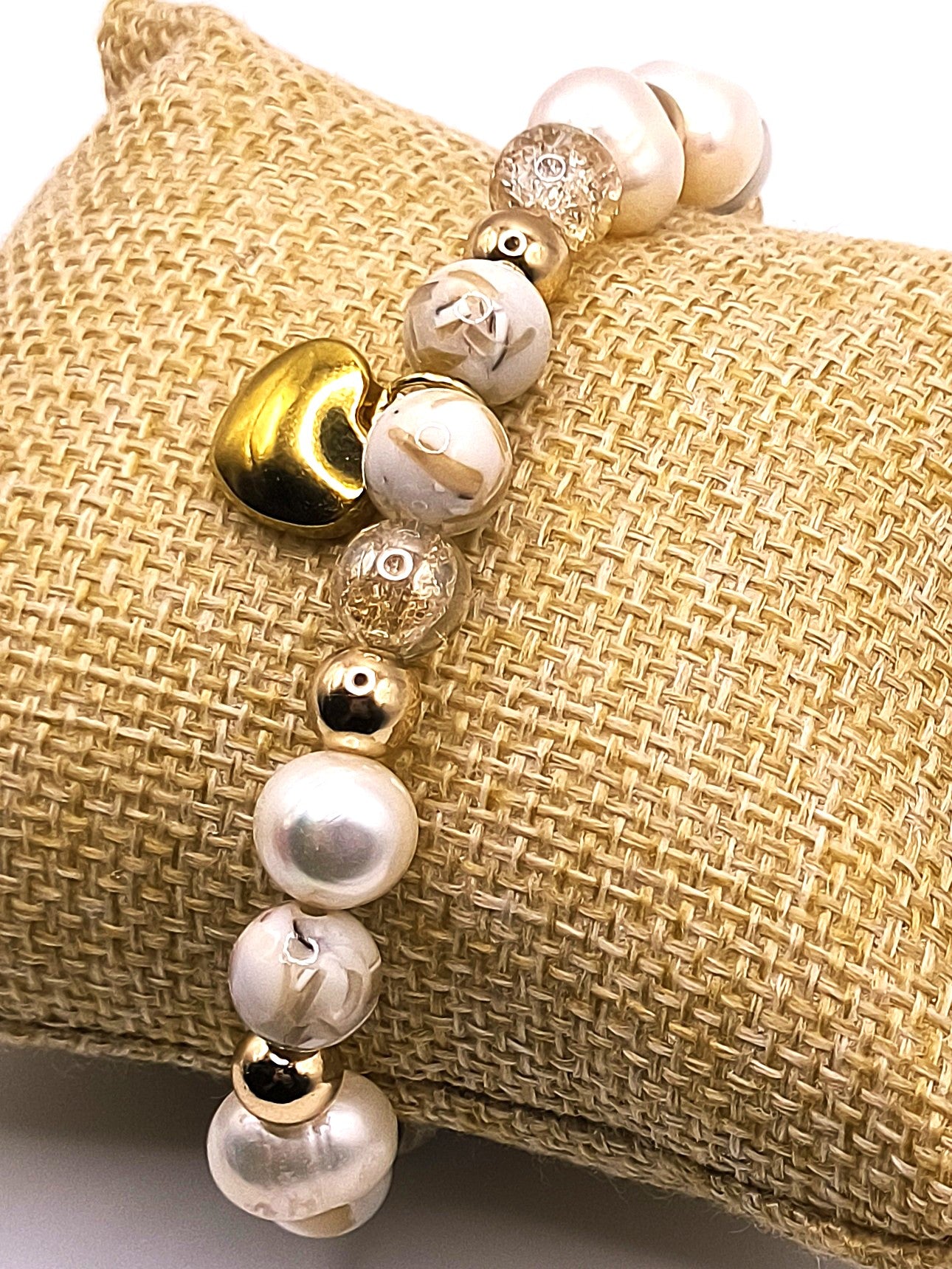 Perlenarmband aus Süßwasserperlen und Muscheltürkis für Damen