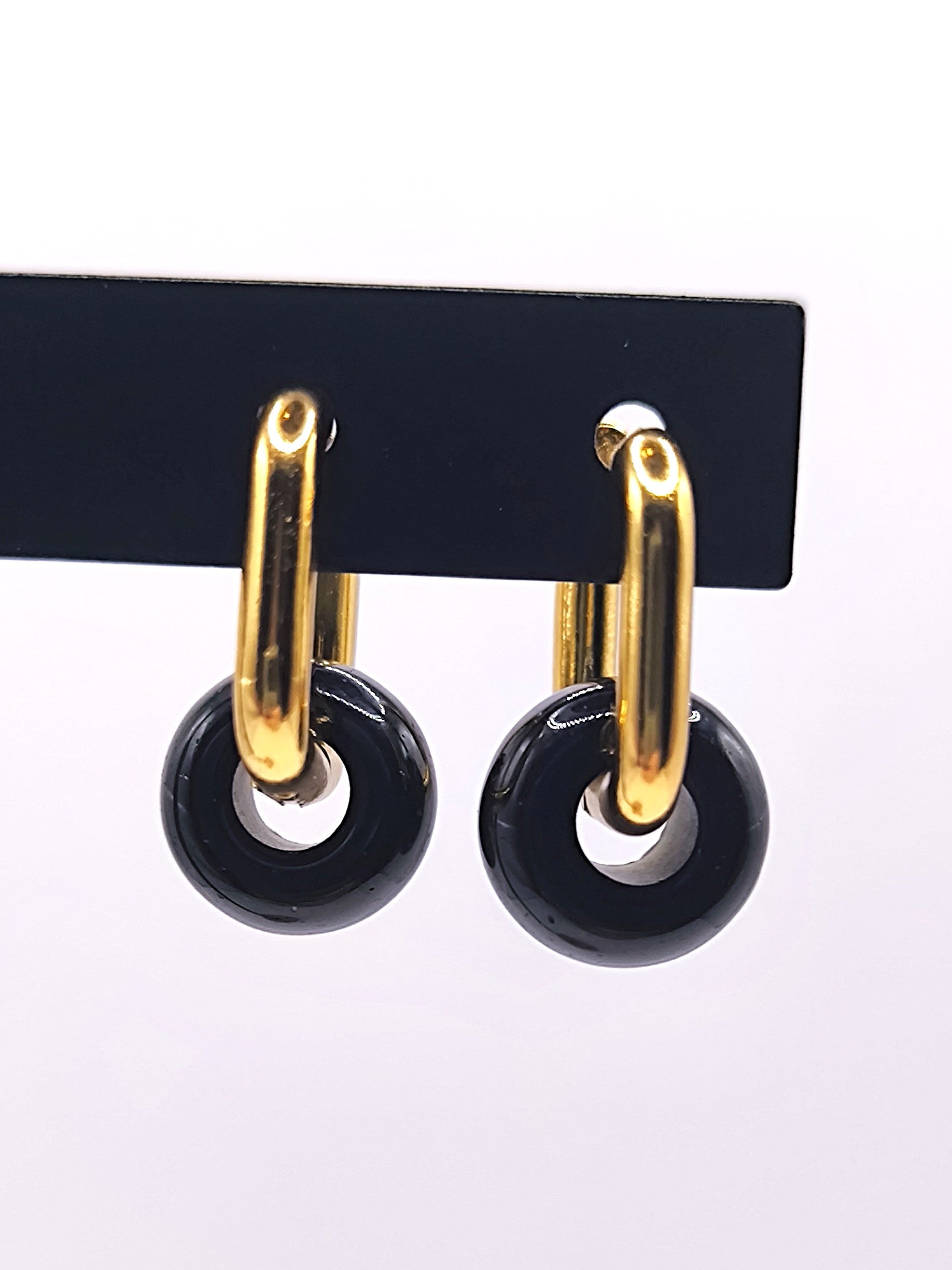 Ohrringe aus Obsidian und Edelstahl für Damen