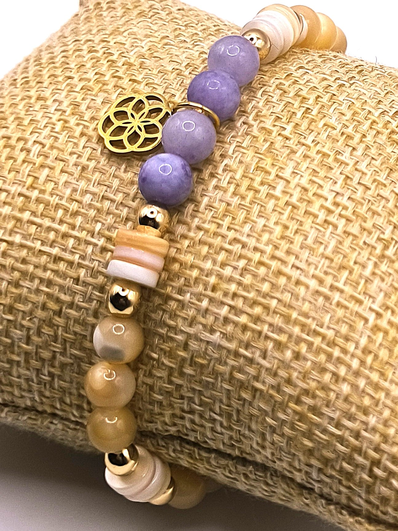 Perlenarmband aus Chalcedon und Hämatit für Damen