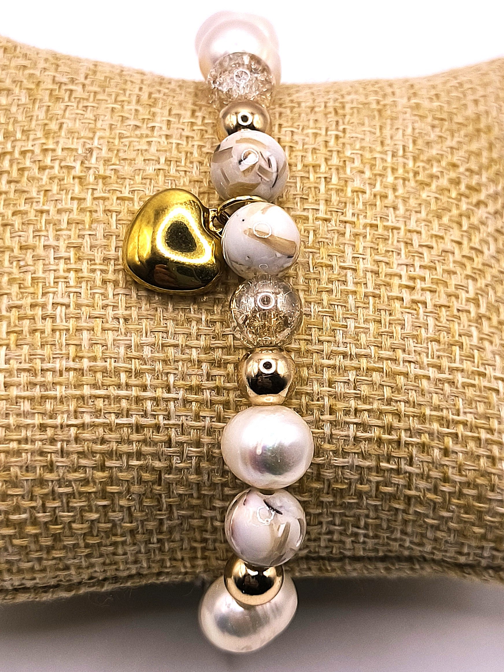 Perlenarmband aus Süßwasserperlen und Muscheltürkis für Damen