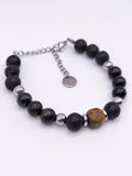 Perlenarmband aus Lavastein und Pyrit für Herren