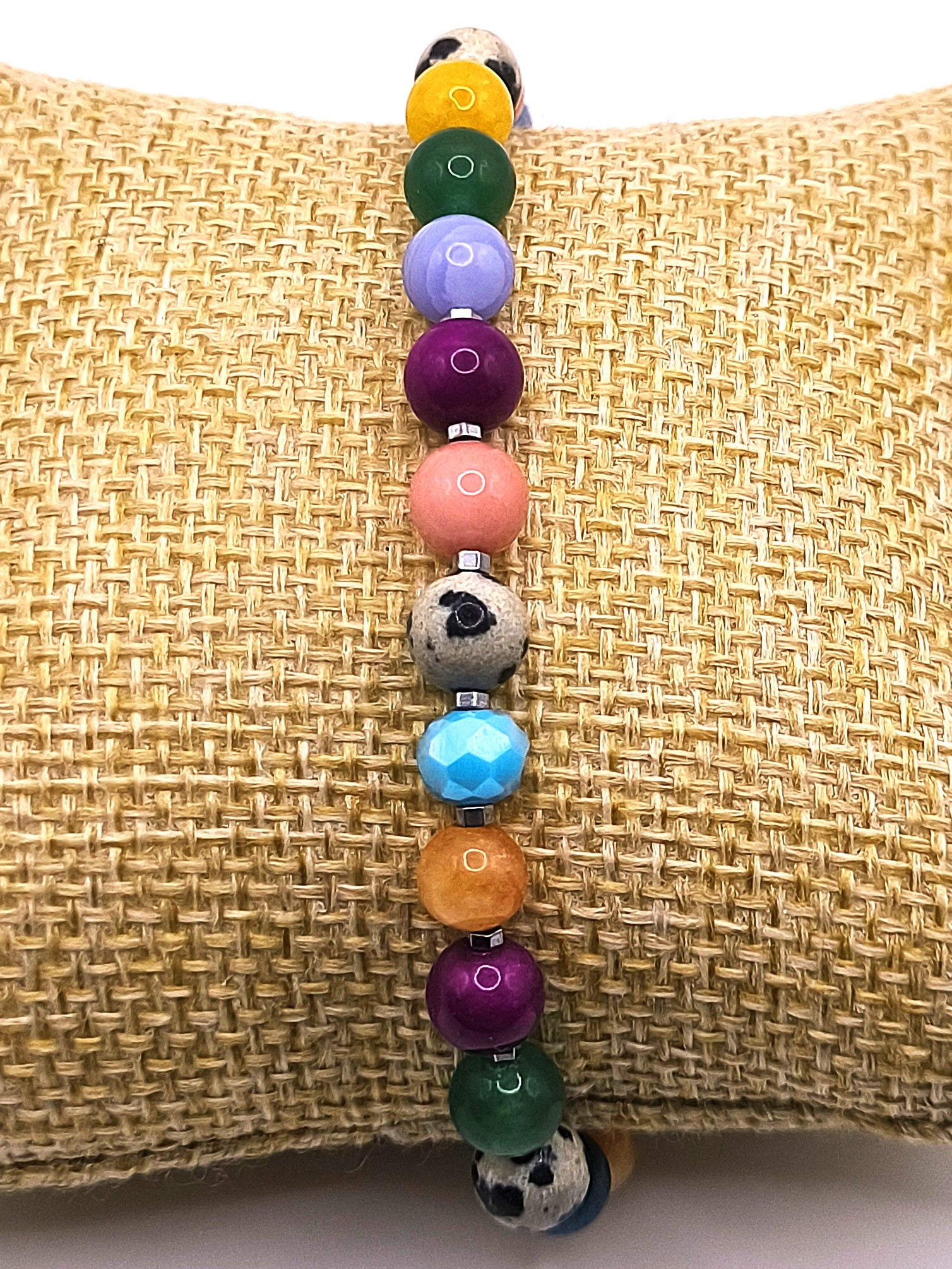 Perlenarmband aus Natursteinen, Hämatit und Edelstahl für Damen