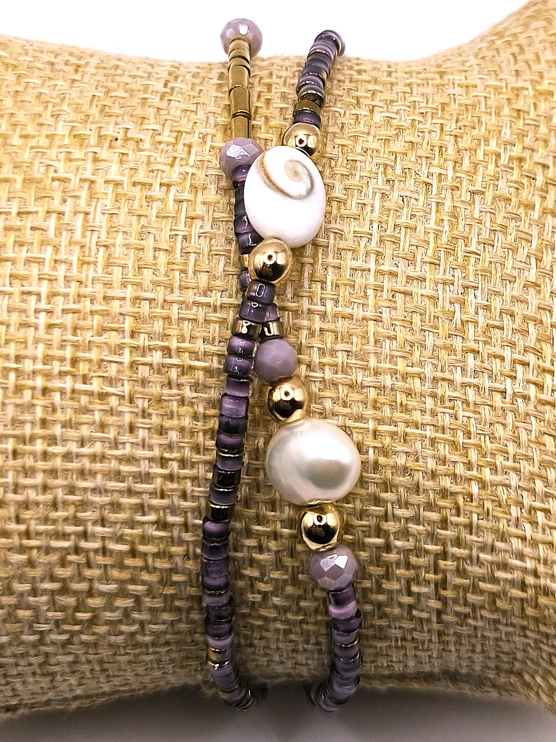 Perlenarmband aus Süßwasserperlen und Shivaauge für Damen