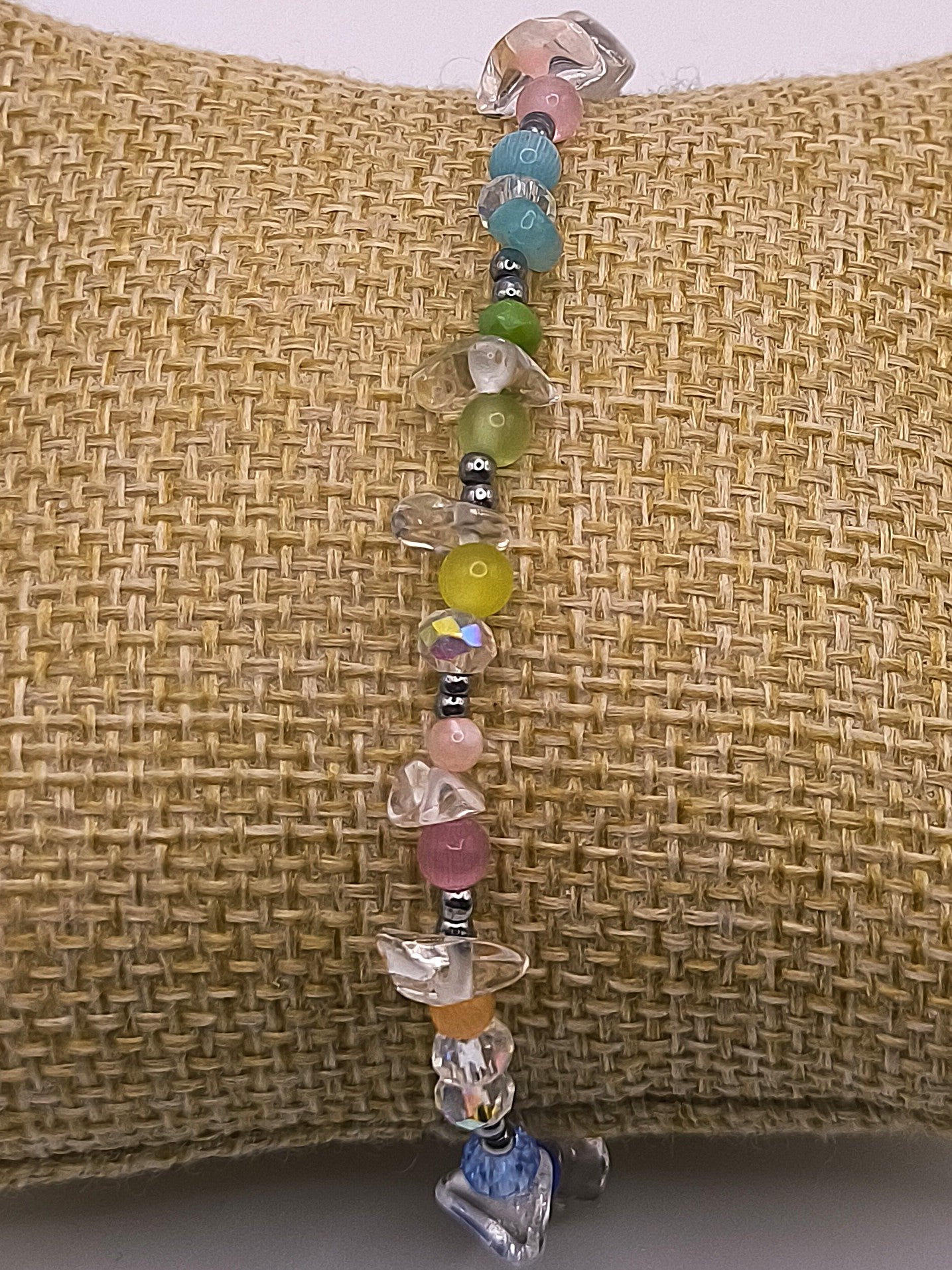 Perlenarmband aus Cat-Eye und Bergkristall für Damen