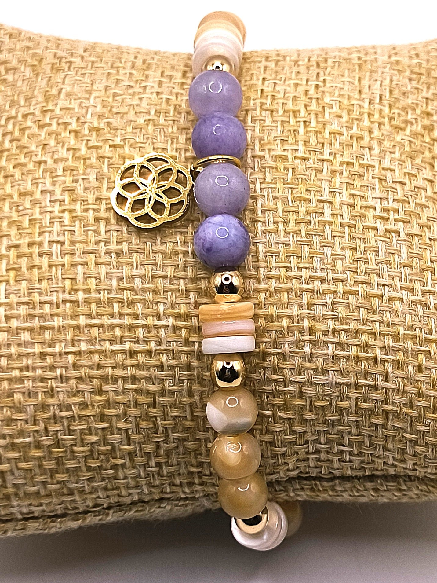 Perlenarmband aus Chalcedon und Hämatit für Damen