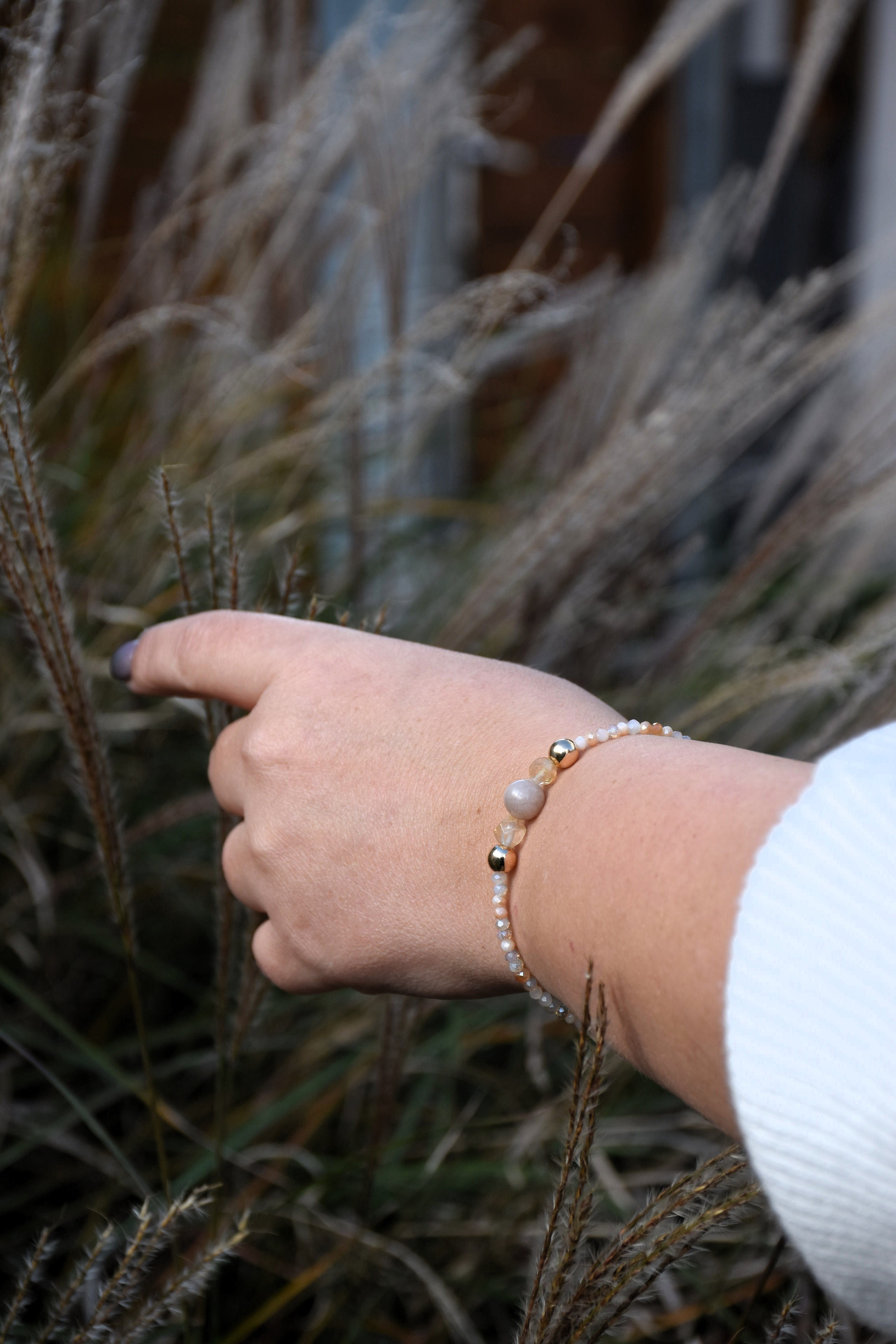 Perlenarmband aus Citrin und Hämatit für Damen